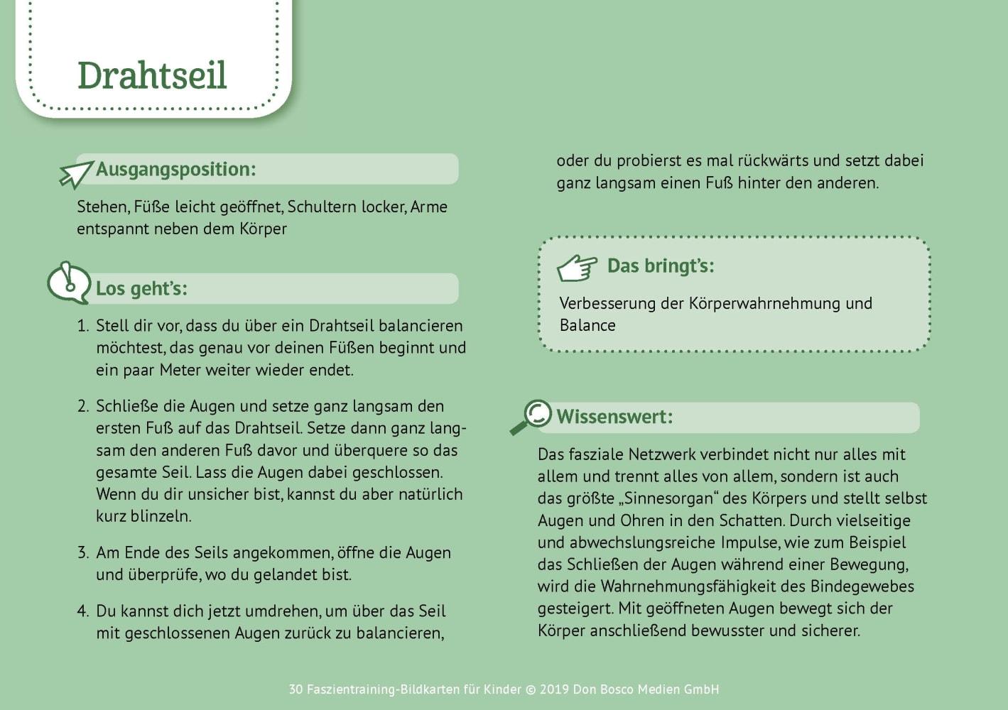 Beispielinhalt (Bild) 30 Faszientraining-Bildkarten für Kinder