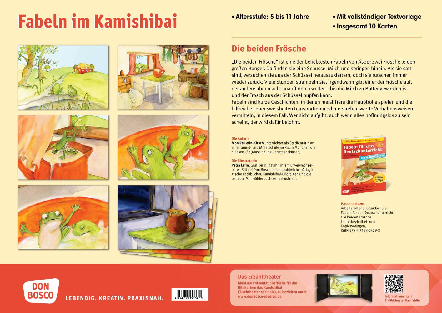 Beispielinhalt (Bild) Die beiden Frösche. Eine Fabel von Äsop. Kamishibai Bildkartenset.