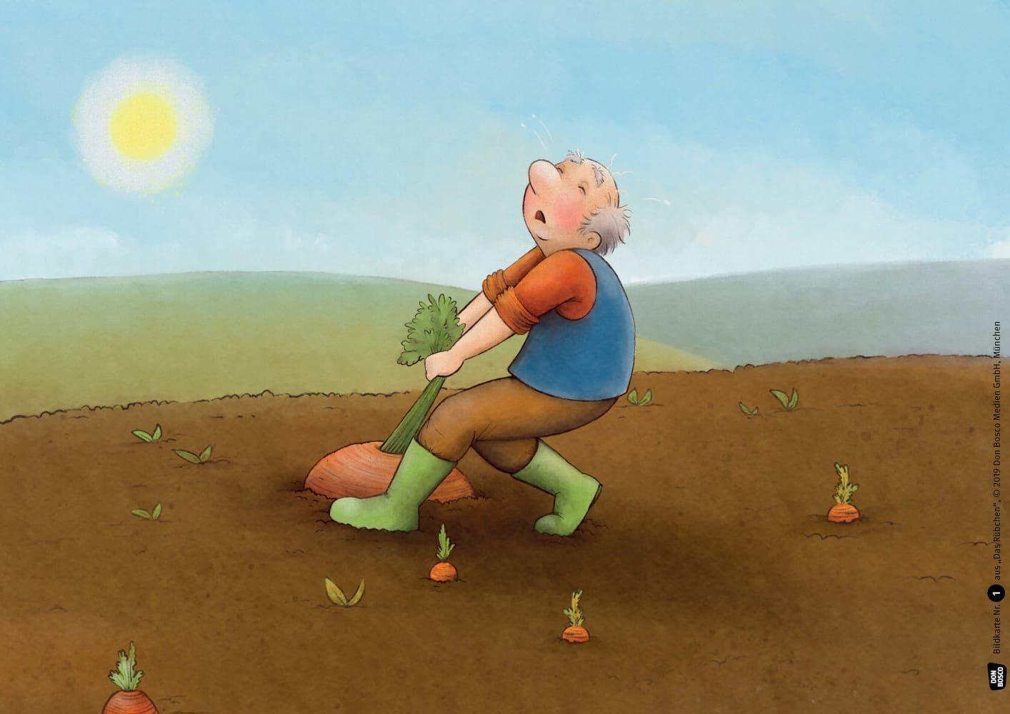 Beispielinhalt (Bild) Das Rübchen. Kamishibai Bildkartenset.