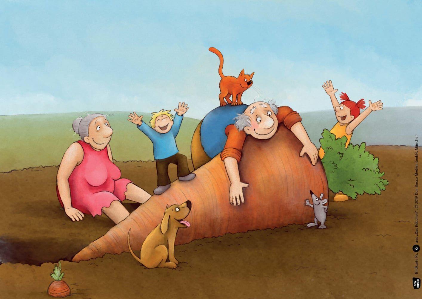 Beispielinhalt (Bild) Das Rübchen. Kamishibai Bildkartenset.