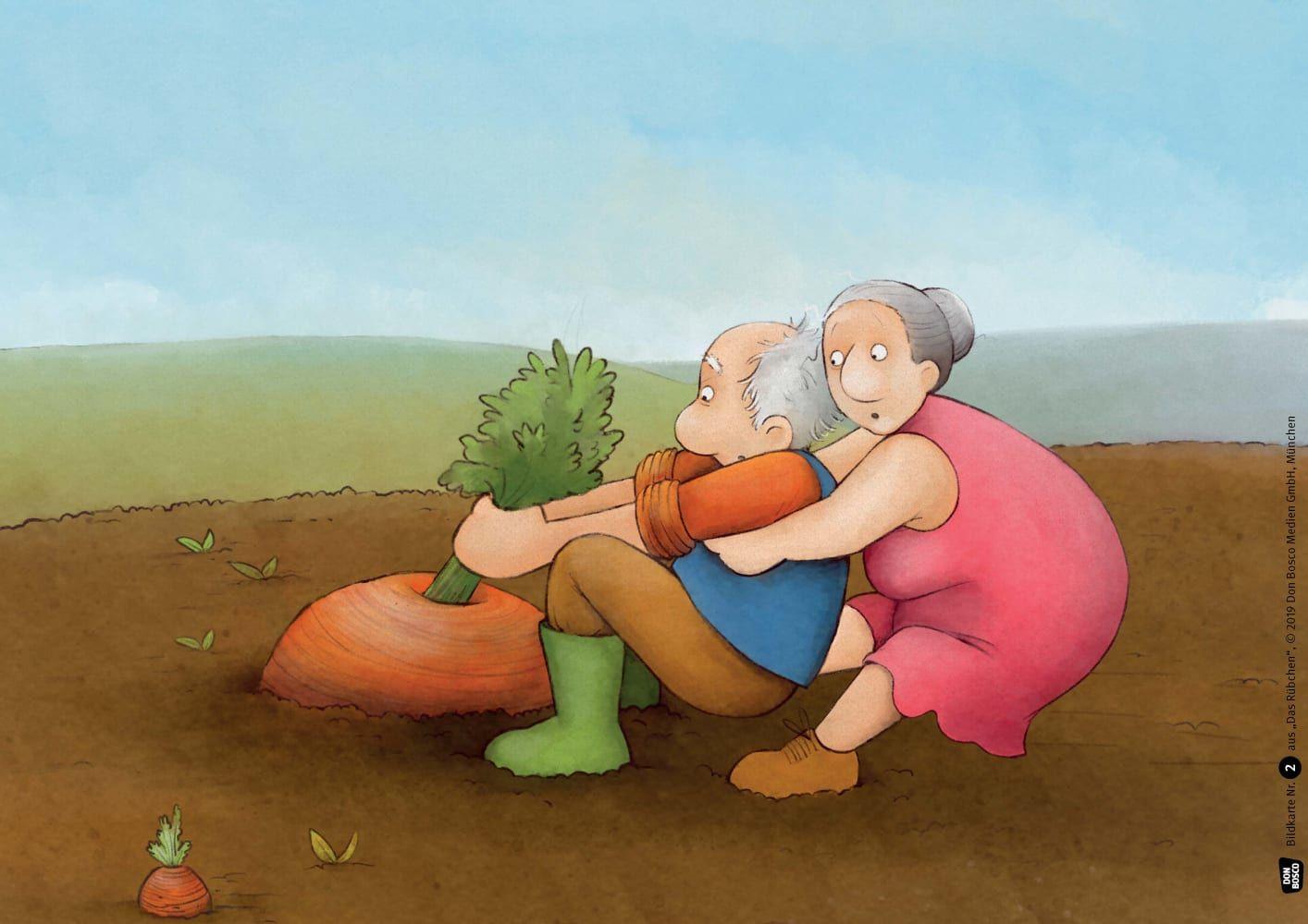 Beispielinhalt (Bild) Das Rübchen. Kamishibai Bildkartenset.