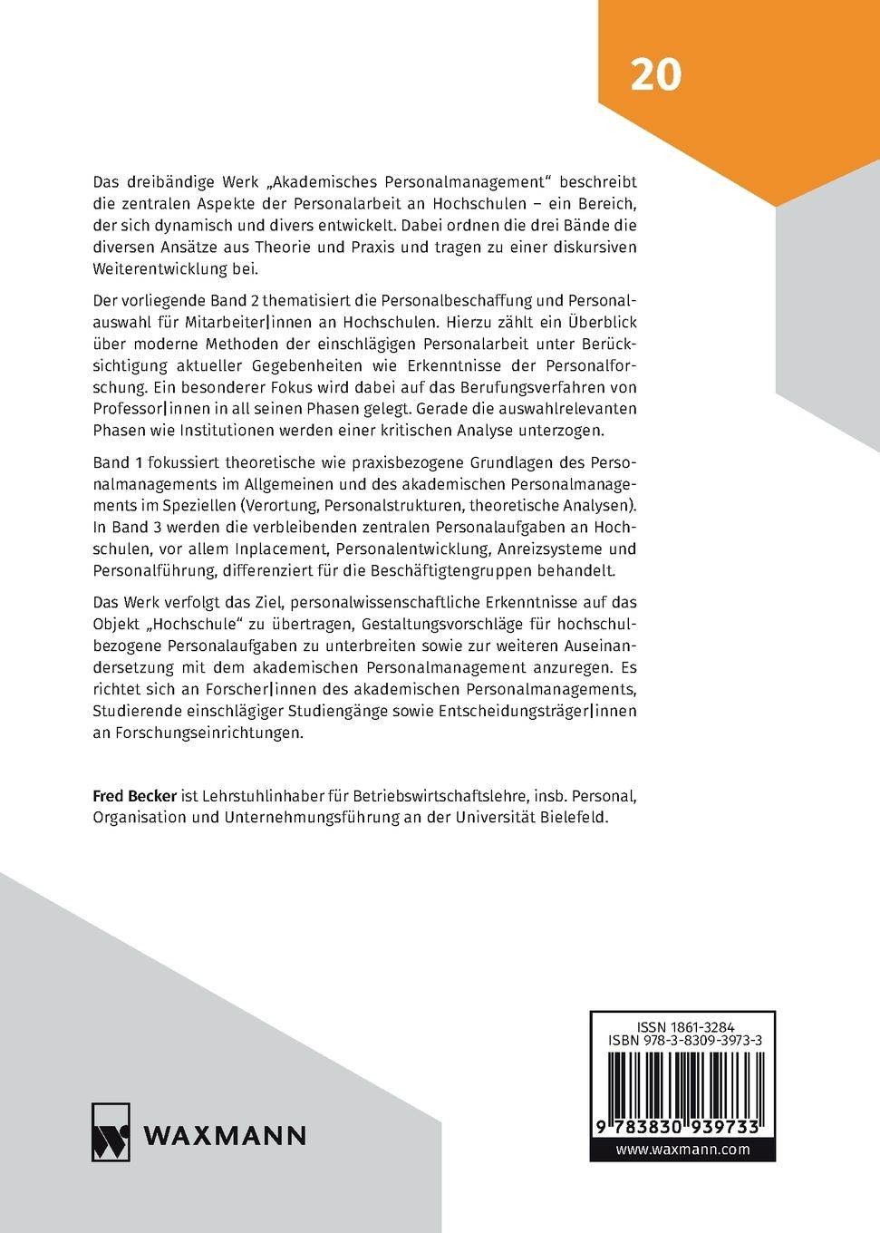 Rückseitencover Akademisches Personalmanagement