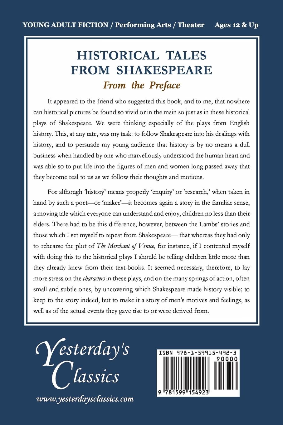 Rückseitencover Historical Tales from Shakespeare (Yesterday's Classics)