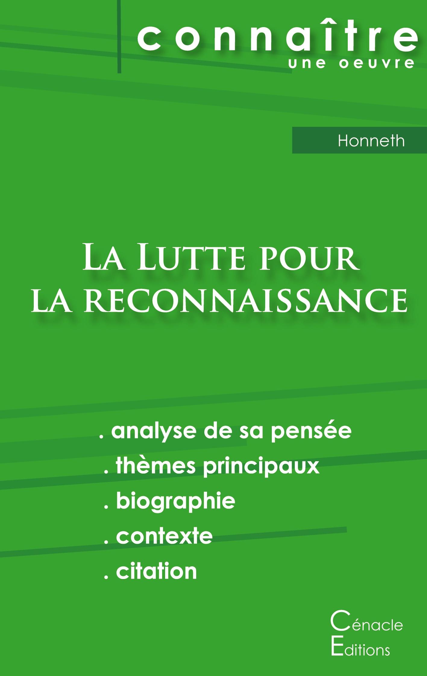 Vorderes Coverbild Fiche de lecture La Lutte pour la reconnaissance de Honneth (Analyse philosophique de référence et résumé complet)
