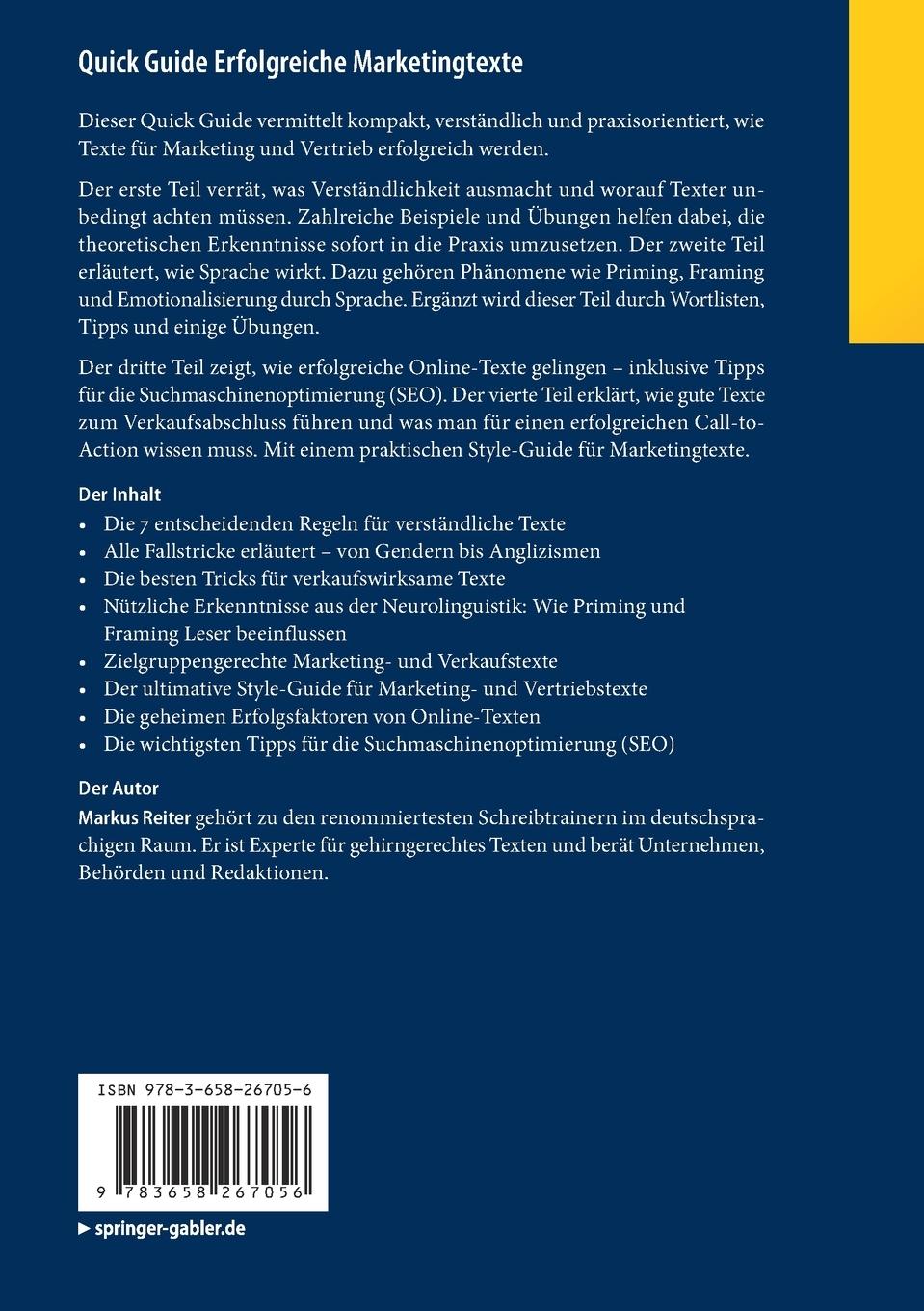 Rückseitencover Quick Guide Erfolgreiche Marketingtexte