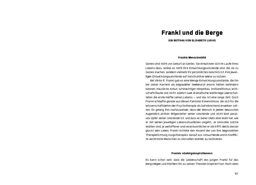 Beispielinhalt (Bild) Berg und Sinn - Im Nachstieg von Viktor Frankl