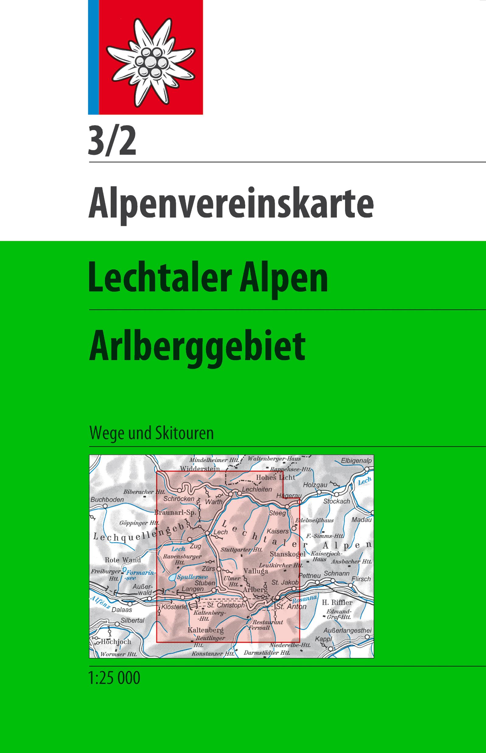 Vorderes Coverbild Alpenvereinskarte Blatt 3/2 Lechtaler Alpen, Arlberggebiet 1 : 25 000