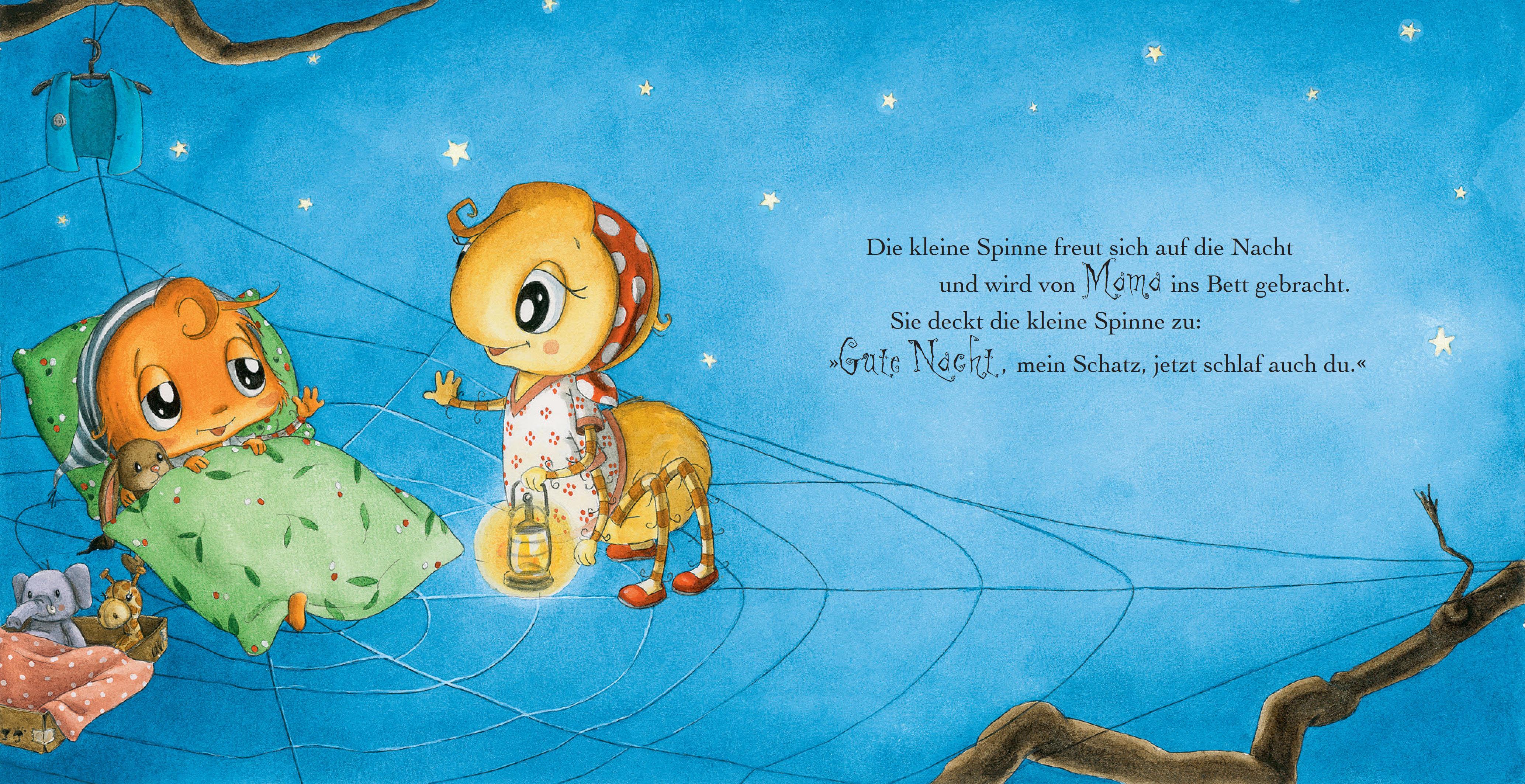 Beispielinhalt (Bild) Die kleine Spinne Widerlich sagt Gute Nacht (Pappbilderbuch)