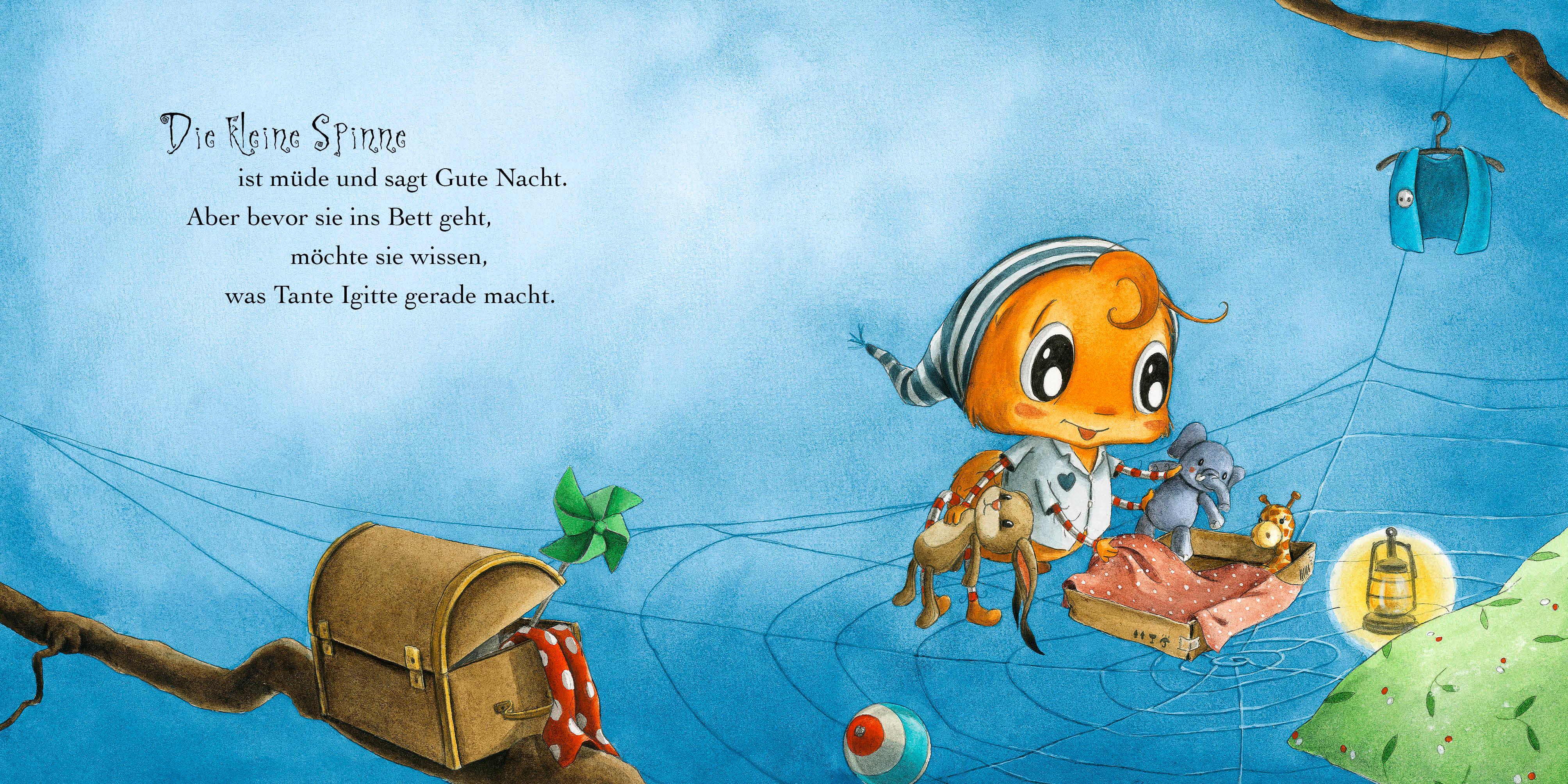 Beispielinhalt (Bild) Die kleine Spinne Widerlich sagt Gute Nacht (Pappbilderbuch)