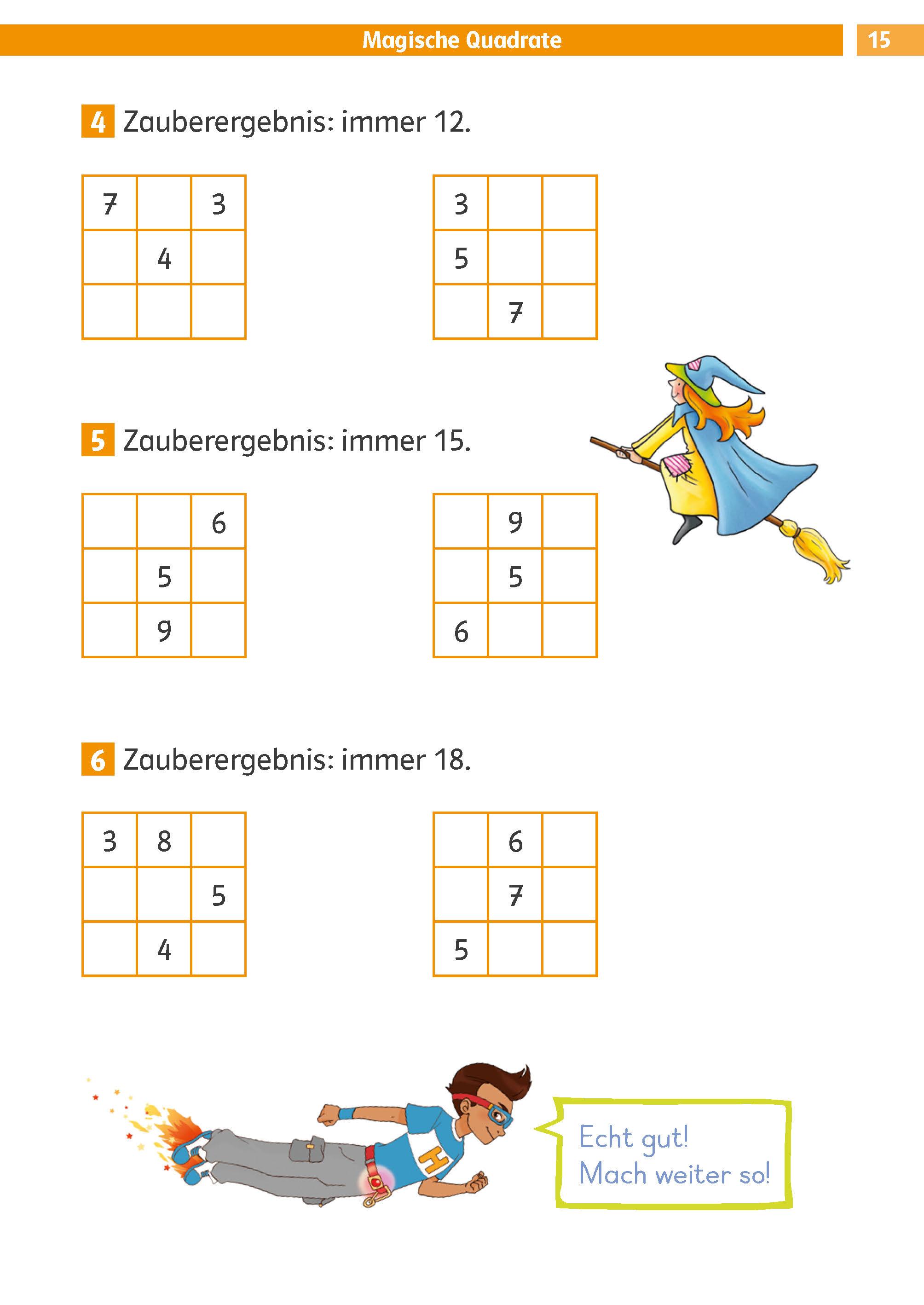 Beispielinhalt (Bild) Die Mathe-Helden Knobelaufgaben für Mathe-Helden 1. Klasse