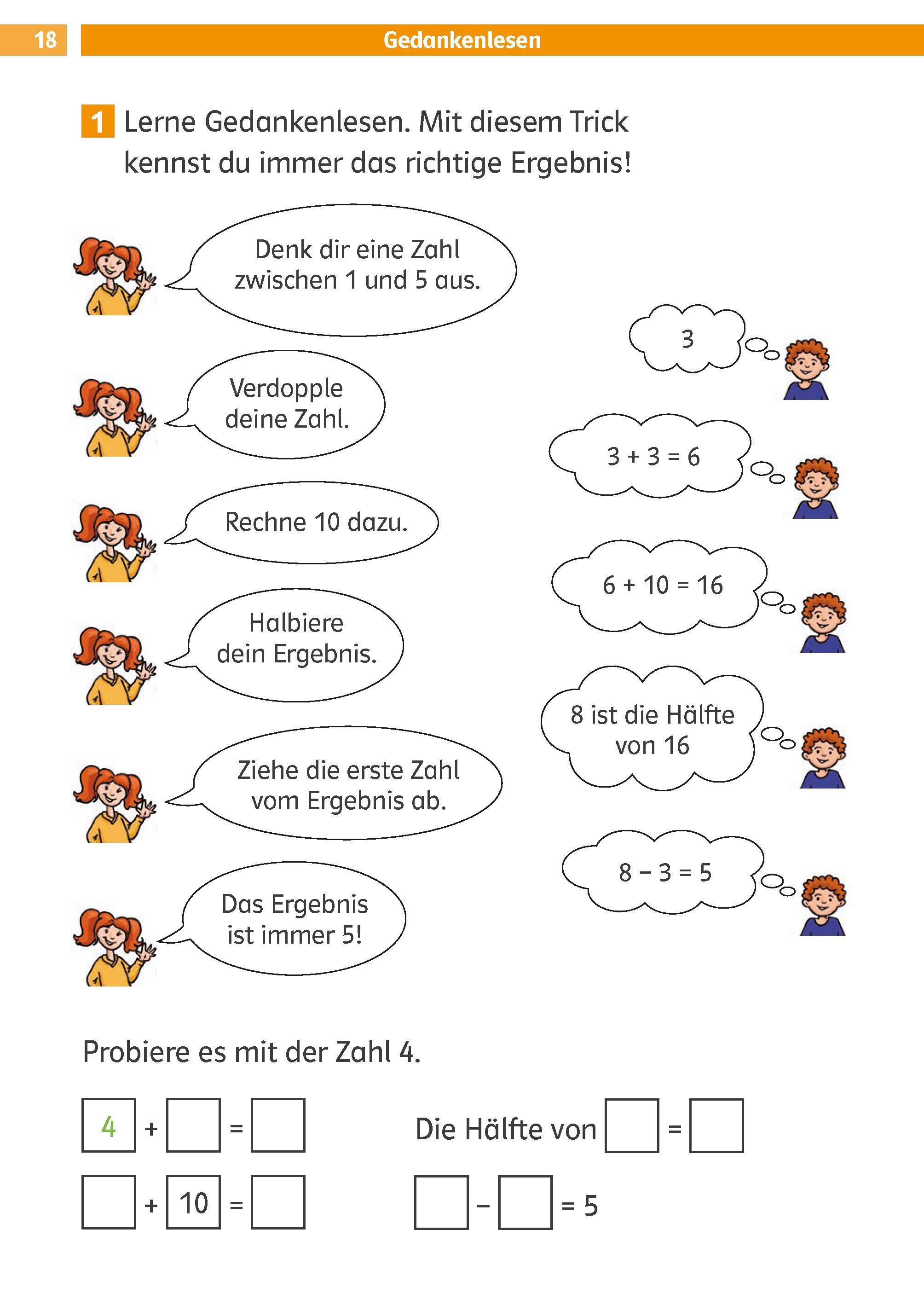 Beispielinhalt (Bild) Die Mathe-Helden Knobelaufgaben für Mathe-Helden 1. Klasse