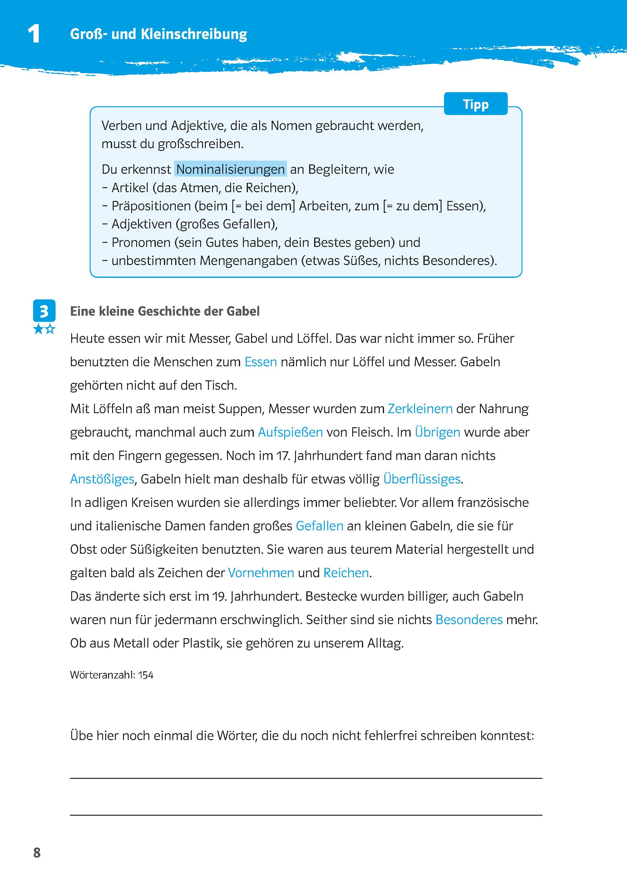 Beispielinhalt (Bild) 10-Minuten-Training Deutsch Rechtschreibung Diktate 7./8. Klasse
