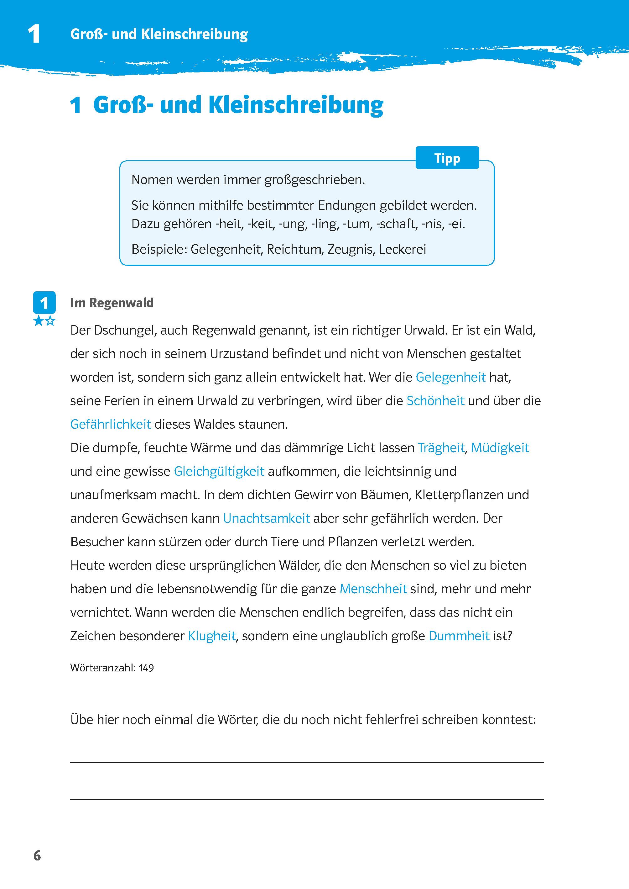 Beispielinhalt (Bild) 10-Minuten-Training Deutsch Rechtschreibung Diktate 7./8. Klasse