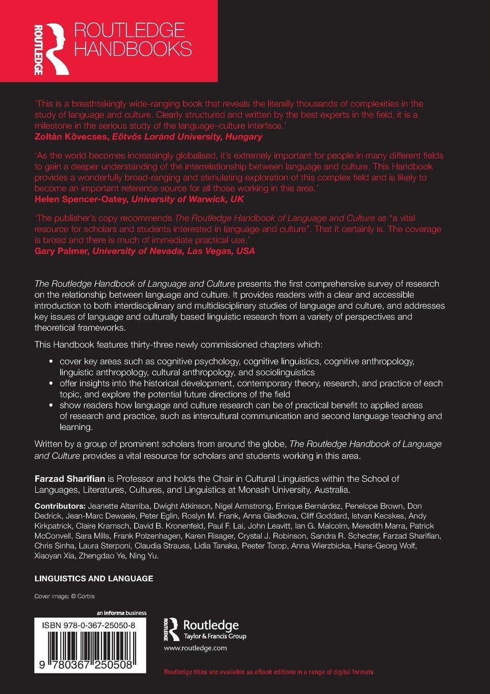 Rückseitencover The Routledge Handbook of Language and Culture