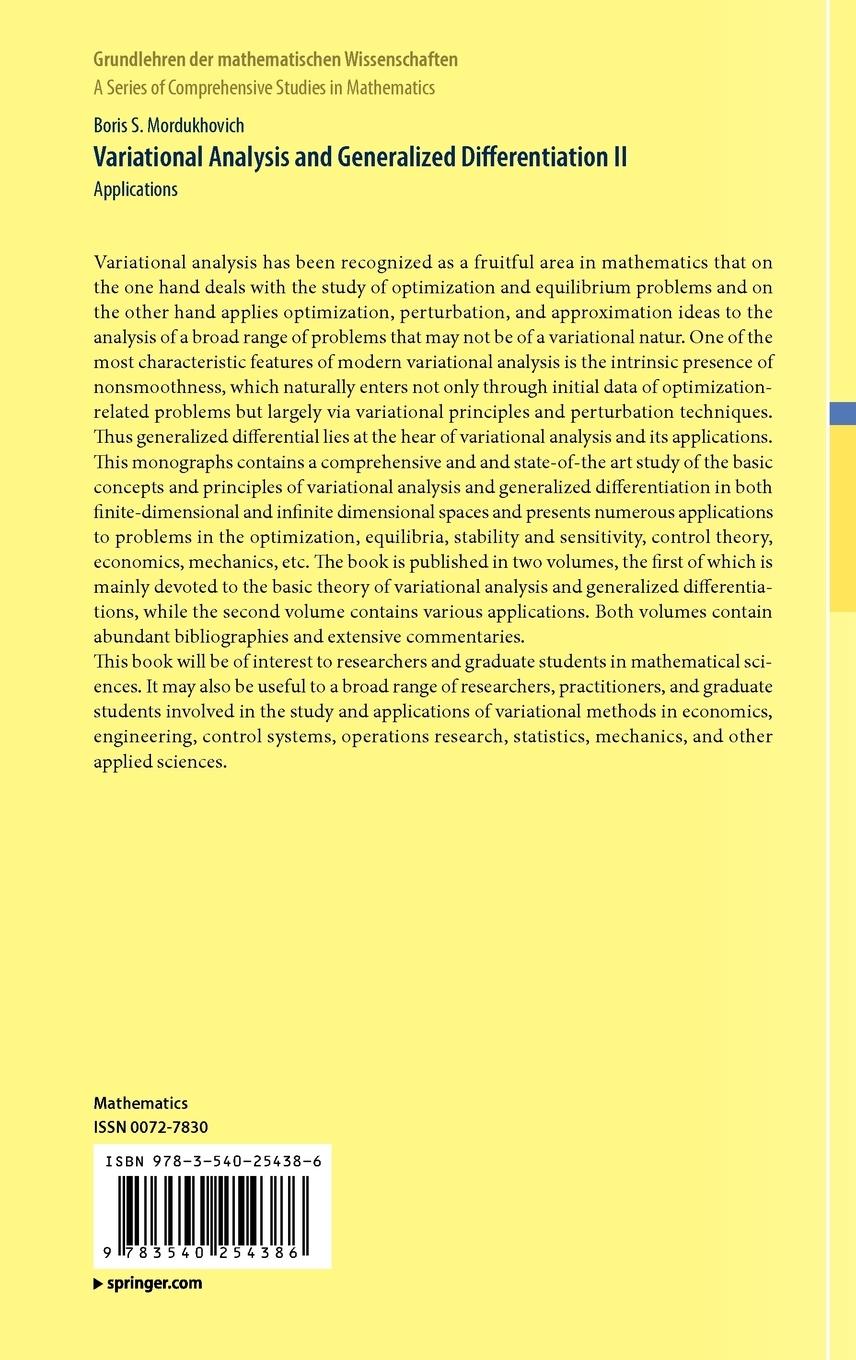 Rückseitencover Variational Analysis and Generalized Differentiation II