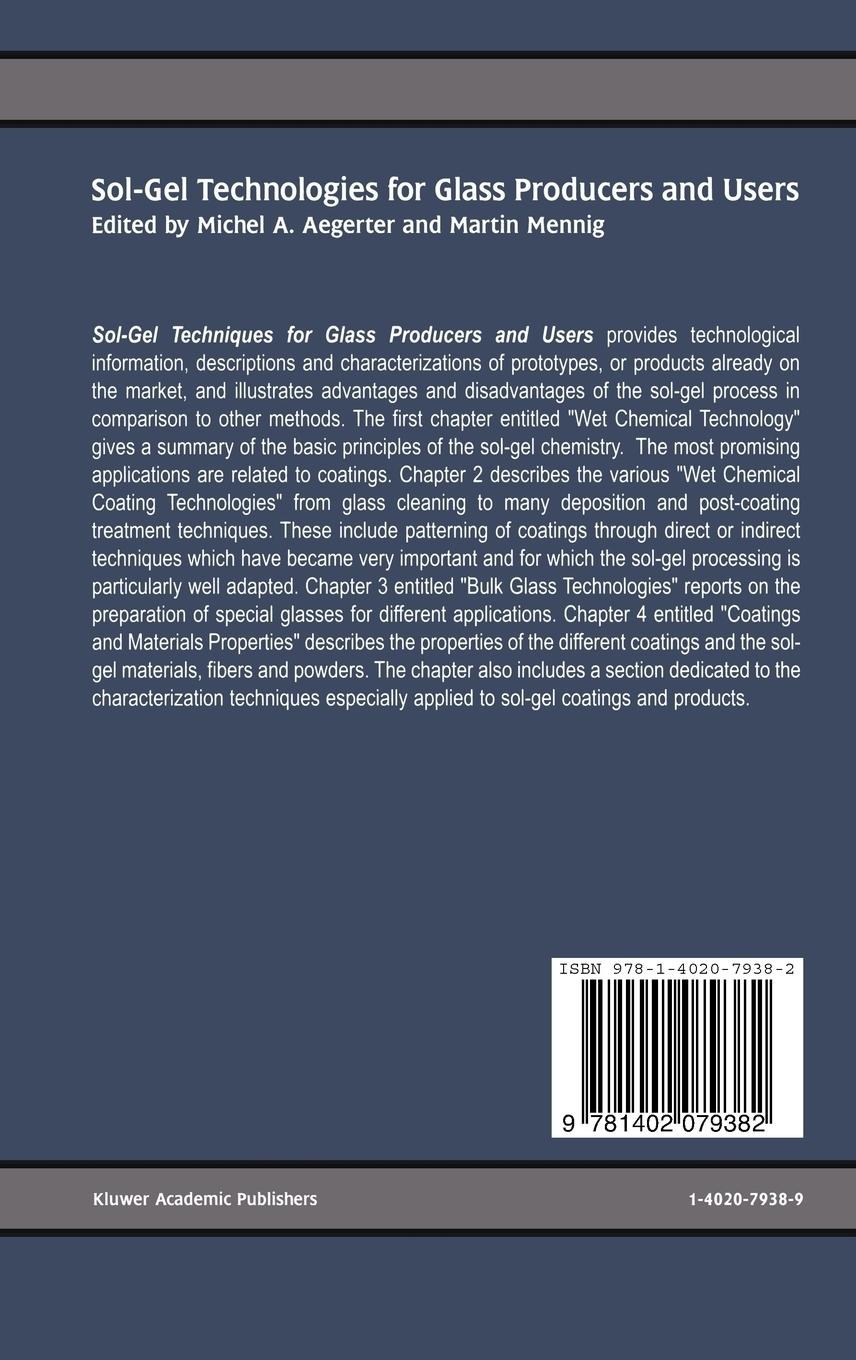 Rückseitencover Sol-Gel Technologies for Glass Producers and Users