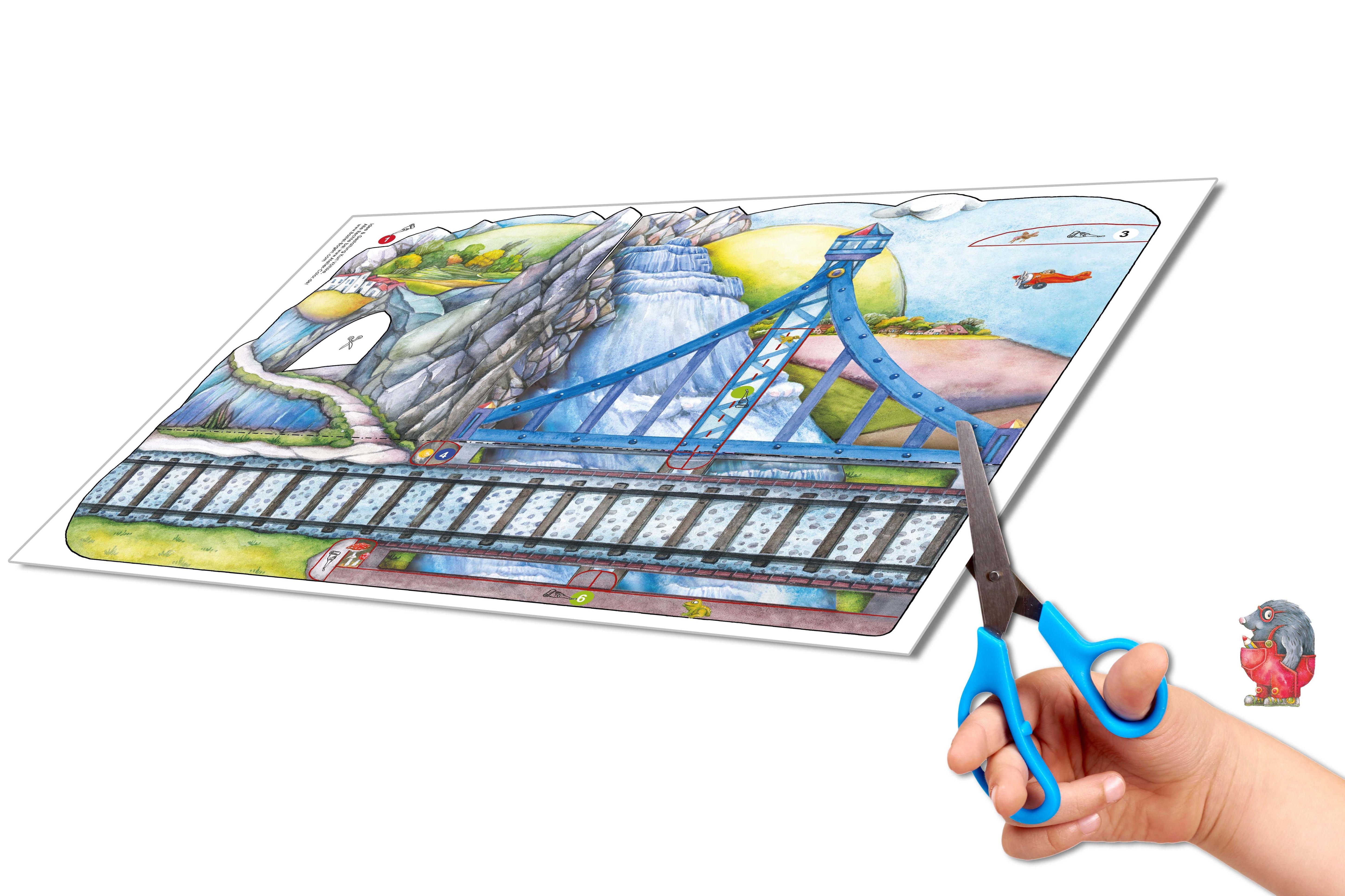 Beispielinhalt (Bild) Eisenbahn basteln Bastelbogen Ausschneidebogen zum Spielen