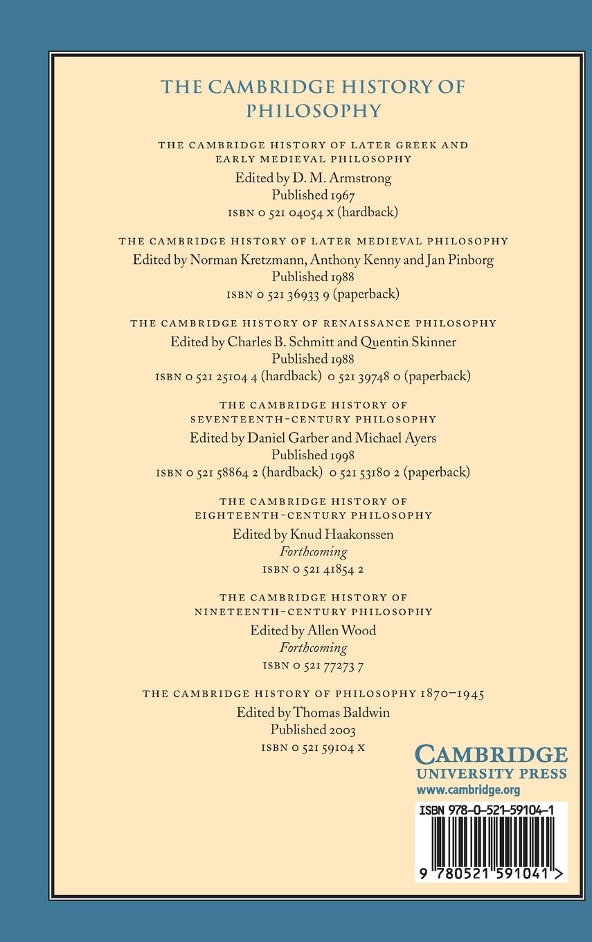 Rückseitencover The Cambridge History of Philosophy 1870-1945