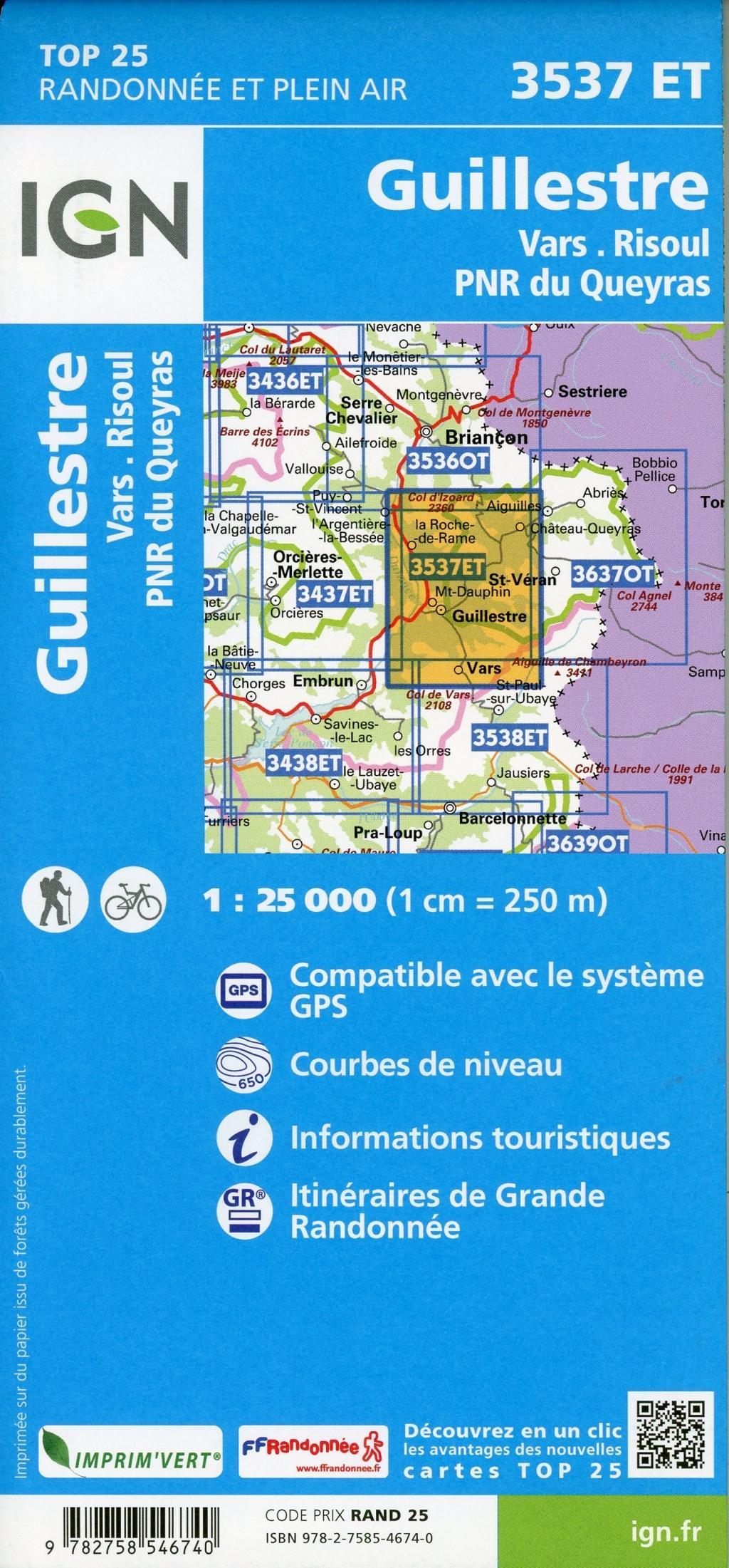 Beispielinhalt (Bild) Guillestre. Vars. Risoul. Parc National du Queyras 1 : 25 000