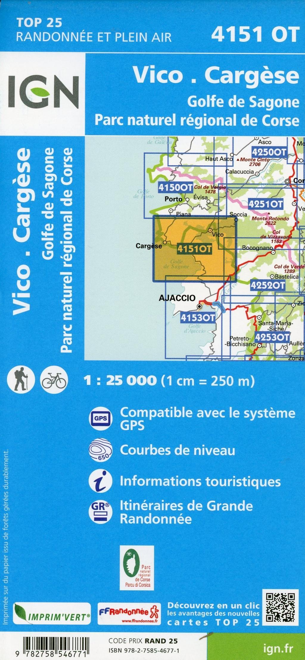 Beispielinhalt (Bild) Vico Cargèse Golfe de sagone. Parc naturel régional de Corse 1 : 25 000