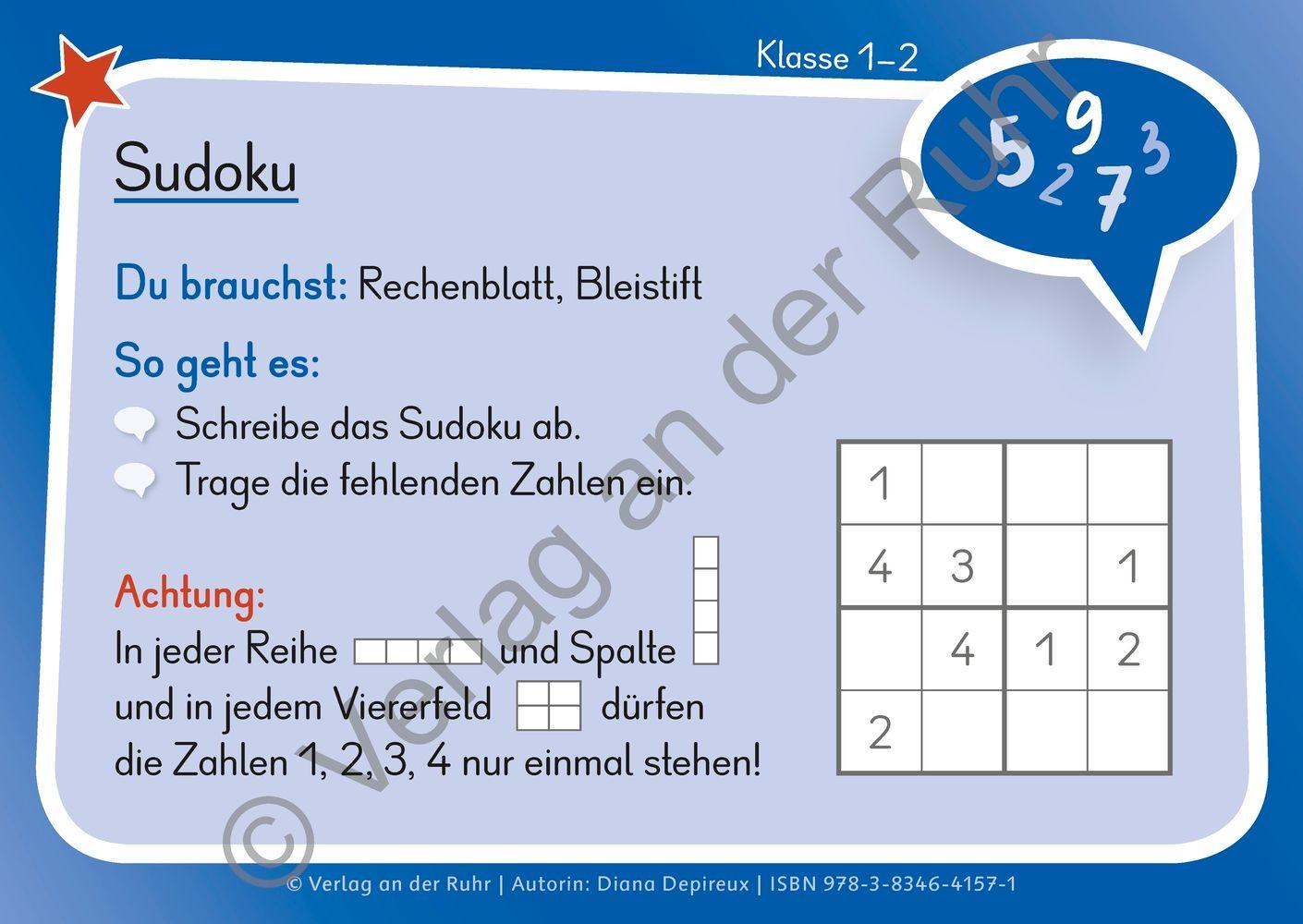 Beispielinhalt (Bild) Ich bin fertig! Was soll ich machen? Eine Kartei für den Matheunterricht Klasse 1/2