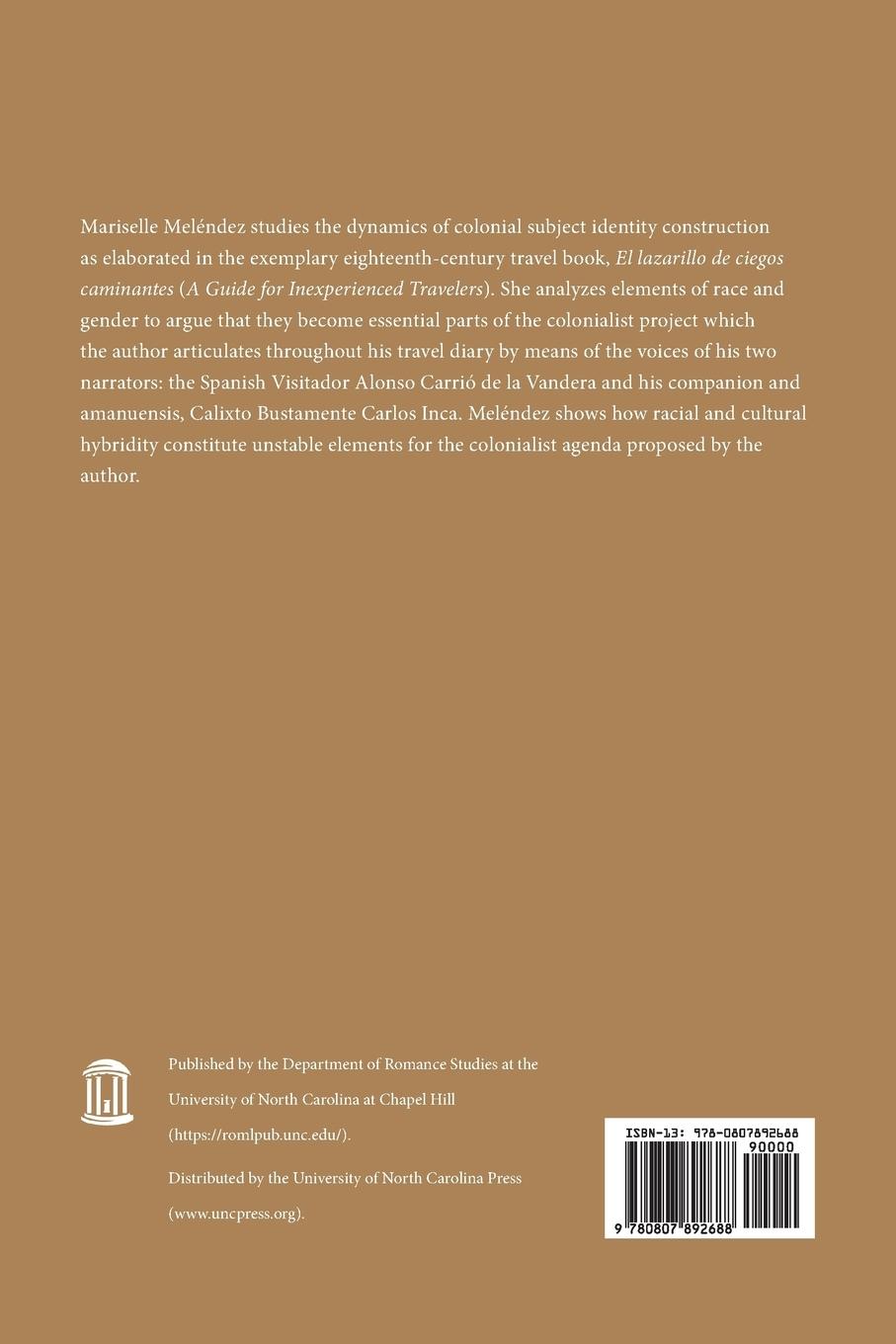 Rückseitencover Raza, Género e Hibridez en El Lazarillo de ciegos caminantes
