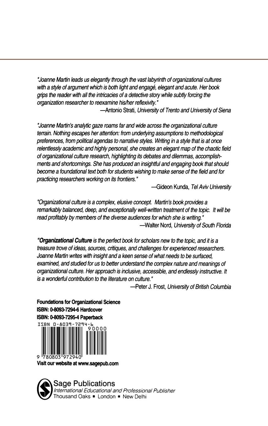 Rückseitencover Organizational Culture