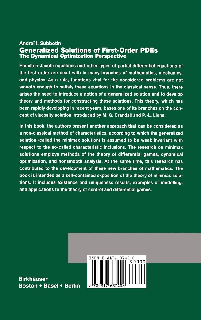 Rückseitencover Generalized Solutions of First Order PDEs