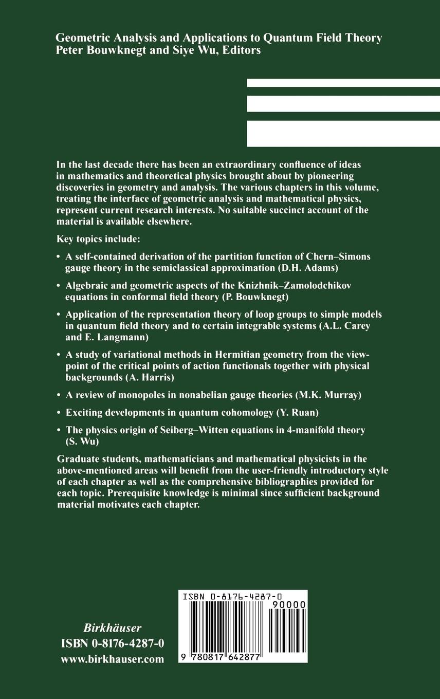 Rückseitencover Geometric Analysis and Applications to Quantum Field Theory