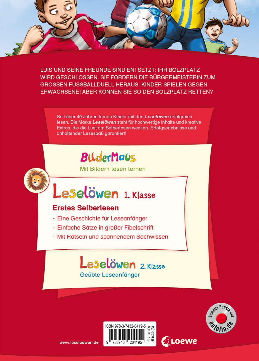 Rückseitencover Leselöwen 1. Klasse - Das Fußballspiel des Jahres