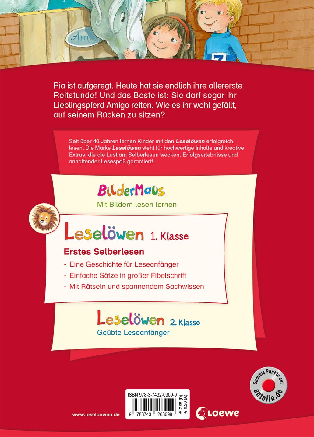 Rückseitencover Leselöwen 1. Klasse - Die beste erste Reitstunde