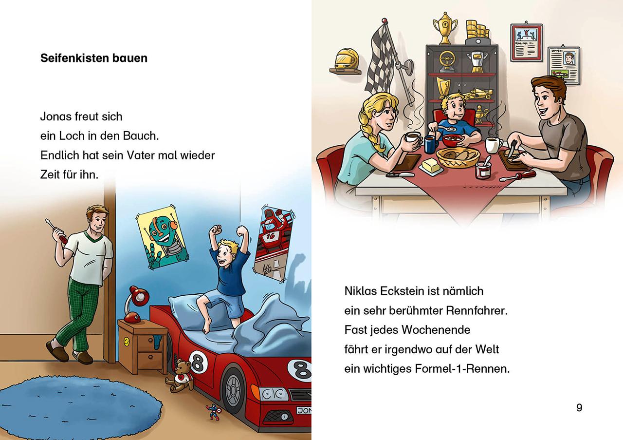 Beispielinhalt (Bild) Leselöwen 2. Klasse - Vollgas auf der Rennstrecke