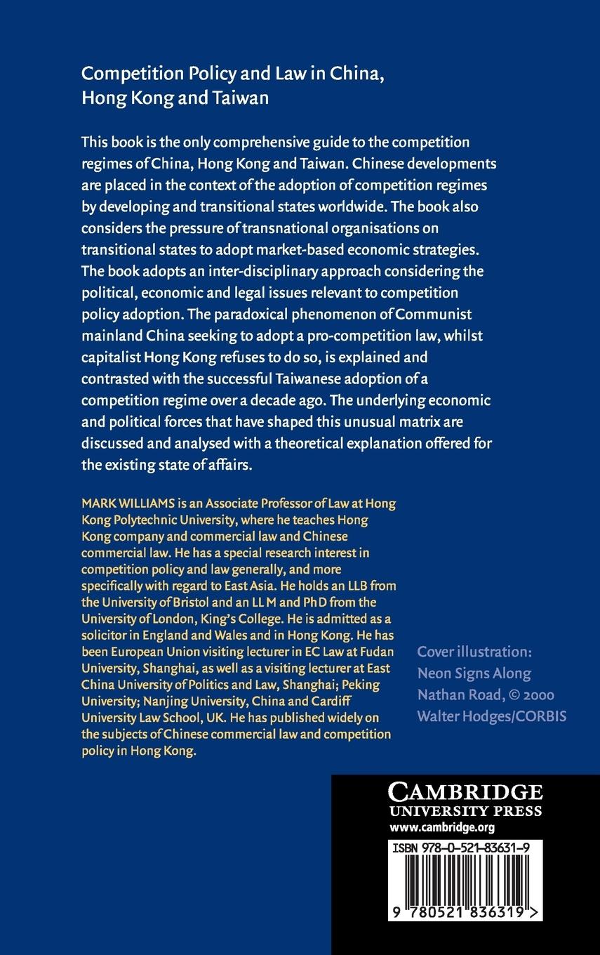 Rückseitencover Competition Policy and Law in China, Hong Kong and             Taiwan