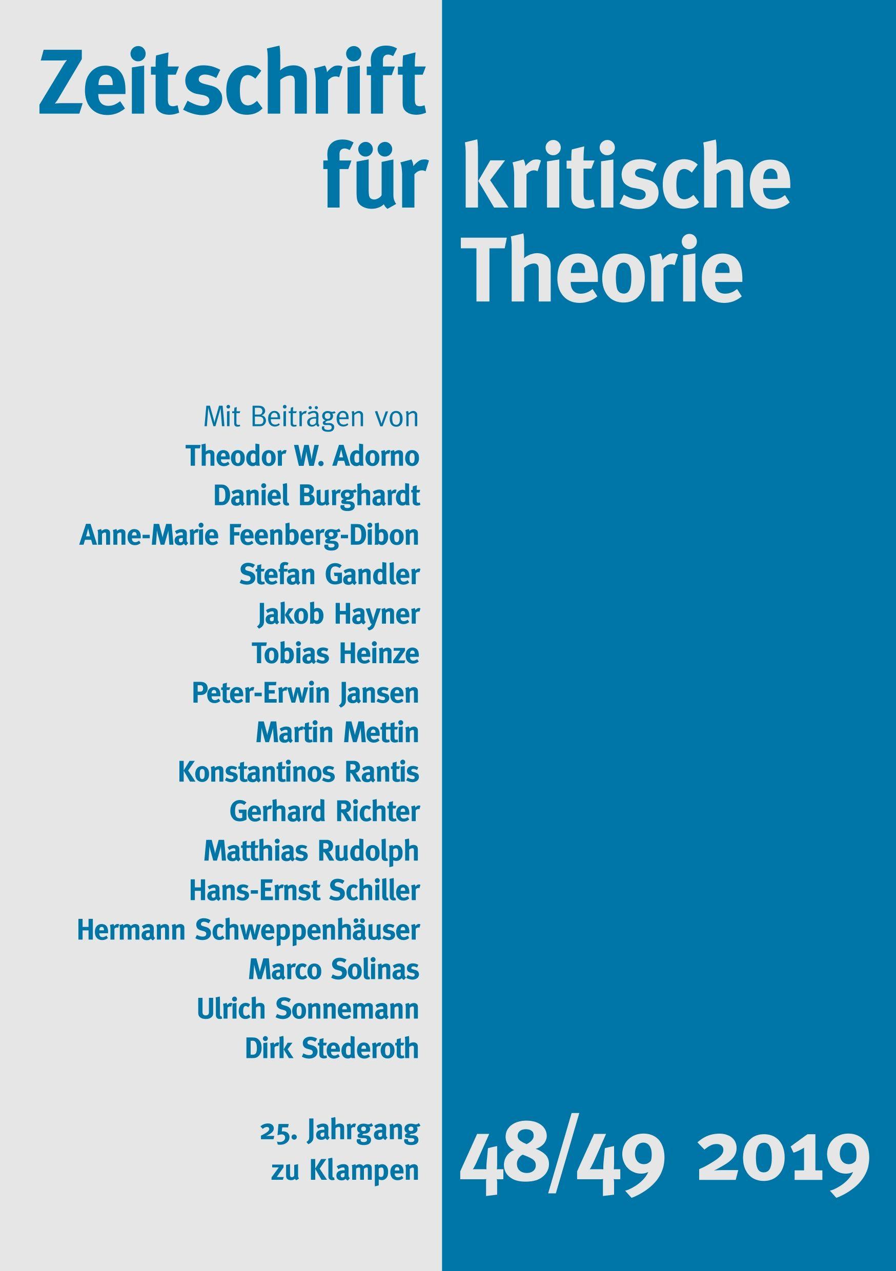 Vorderes Coverbild Zeitschrift für kritische Theorie