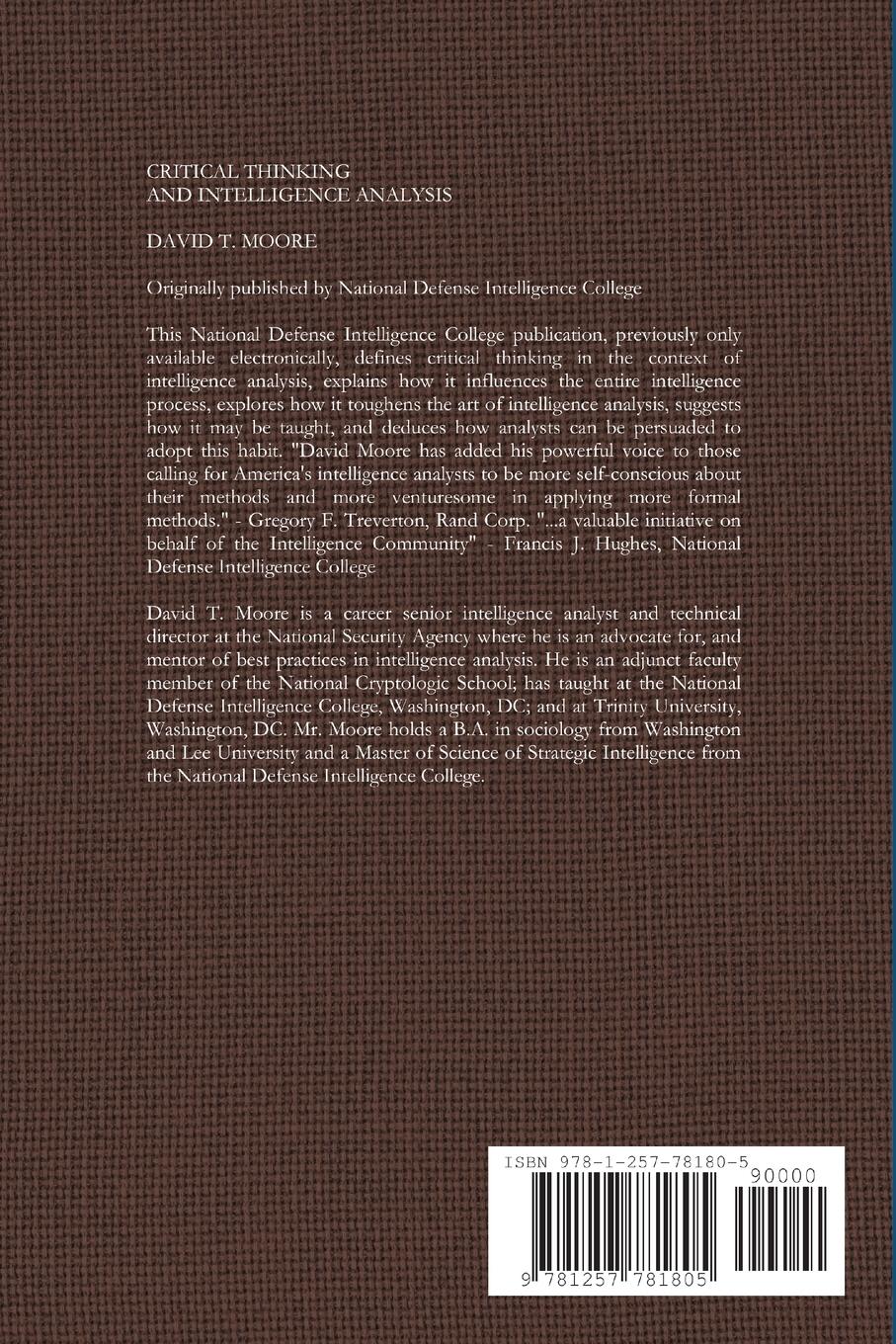 Rückseitencover Critical Thinking and Intelligence Analysis