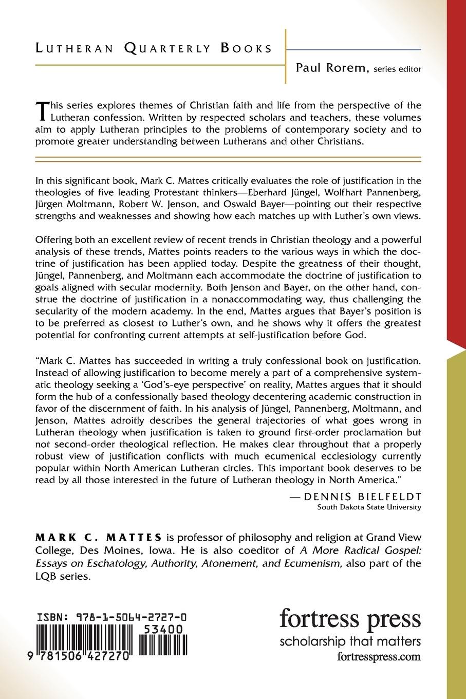 Rückseitencover The Role of Justification in Contemporary Theology