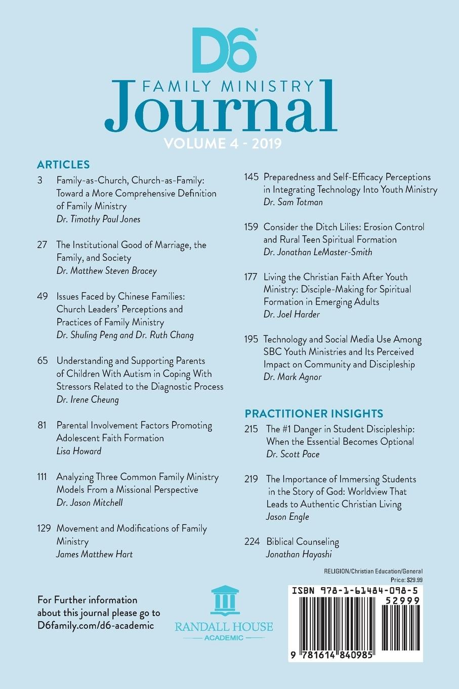 Rückseitencover D6 Family Ministry Journal