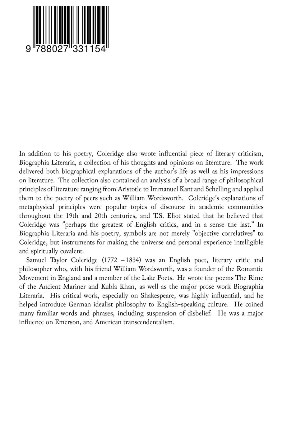 Rückseitencover Biographia Literaria