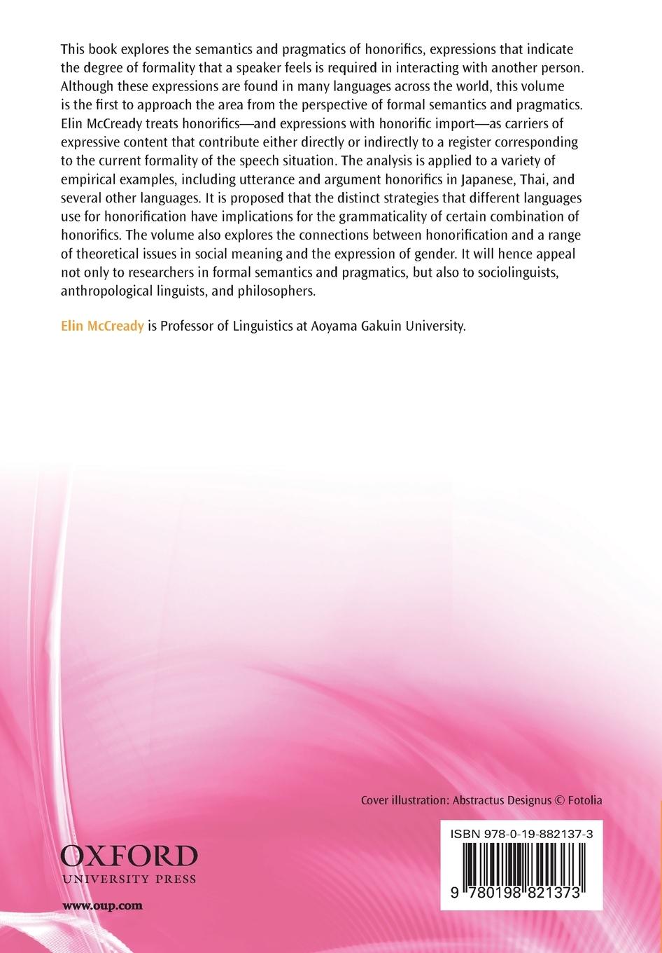 Rückseitencover Semantics and Pragmatics of Honorification