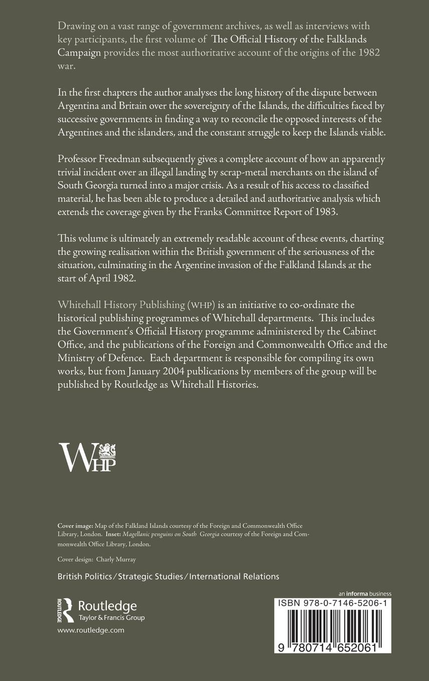 Rückseitencover The Official History of the Falklands Campaign, Volume 1