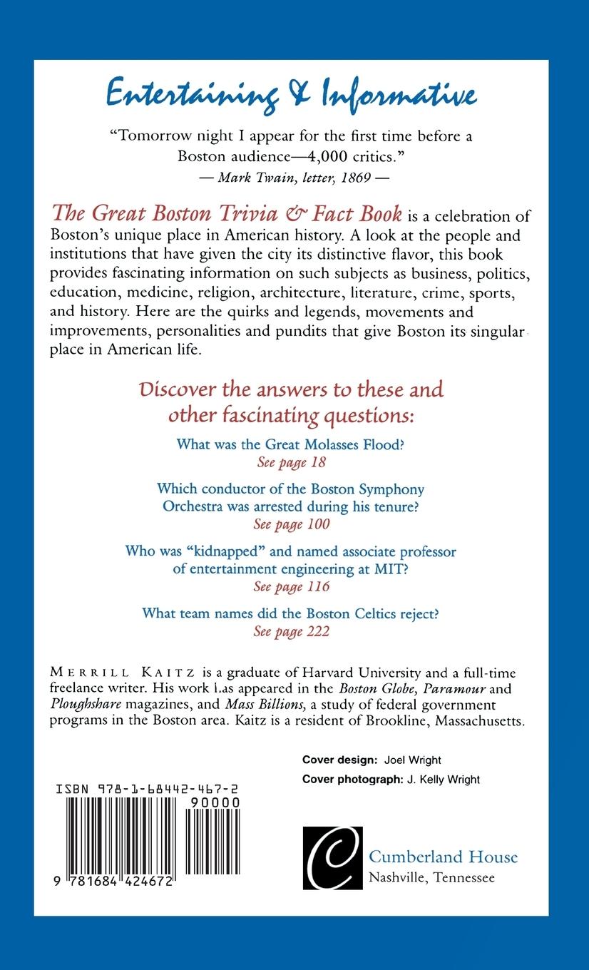 Rückseitencover The Great Boston Trivia & Fact Book