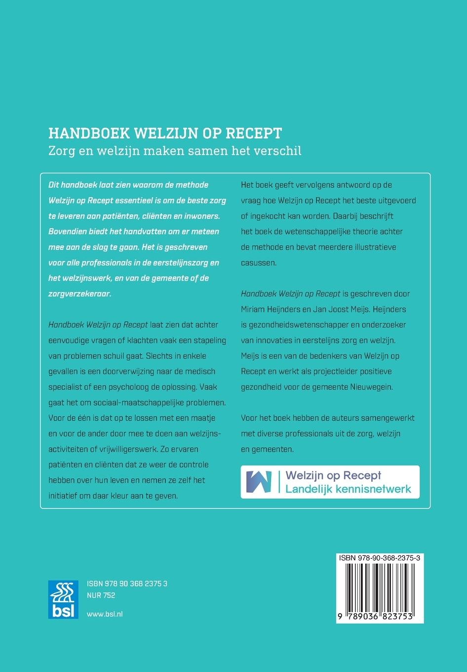 Rückseitencover Handboek Welzijn op Recept