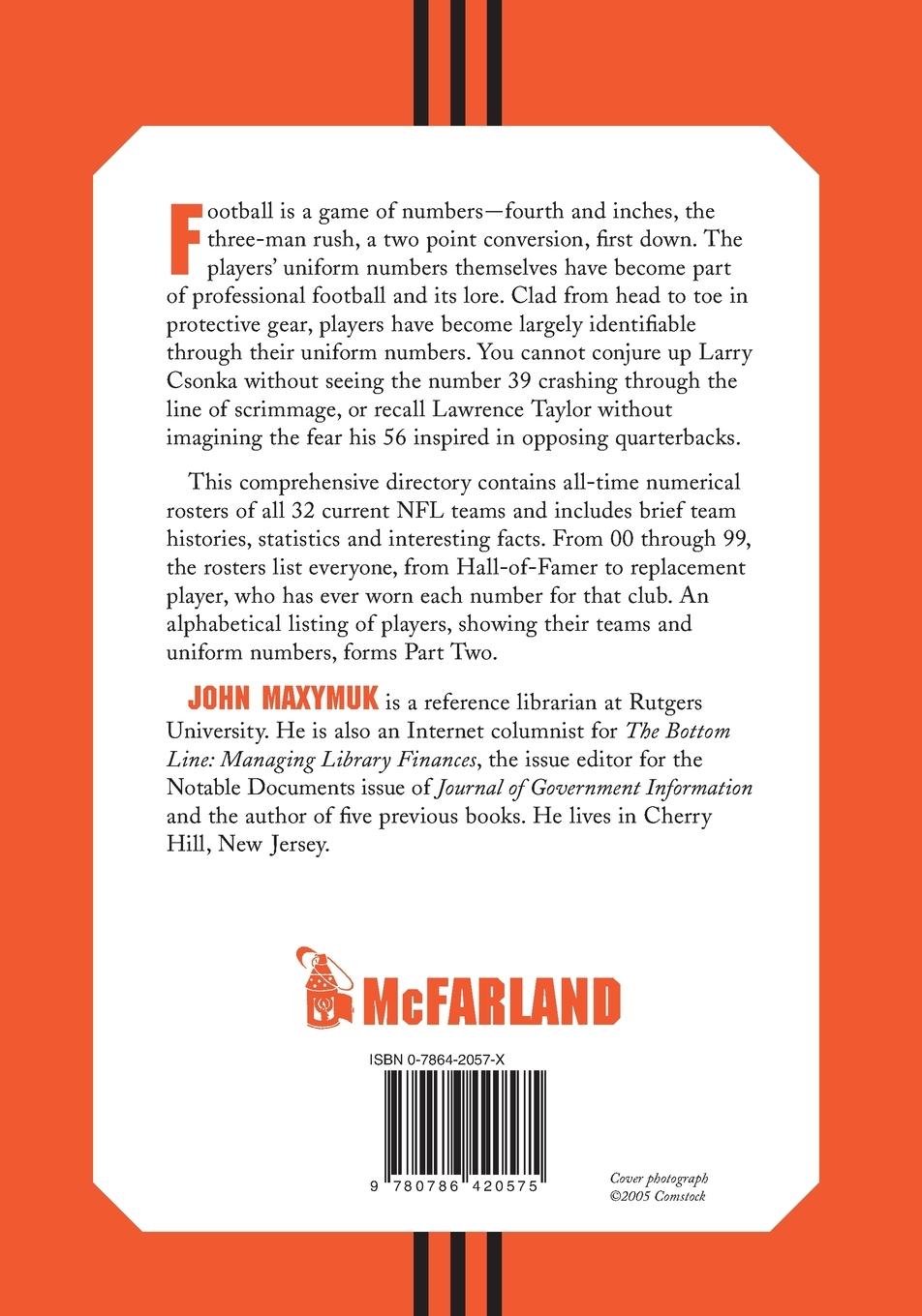 Rückseitencover Uniform Numbers of the NFL