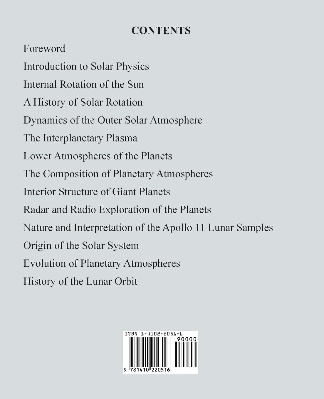 Rückseitencover Physics of the Solar System