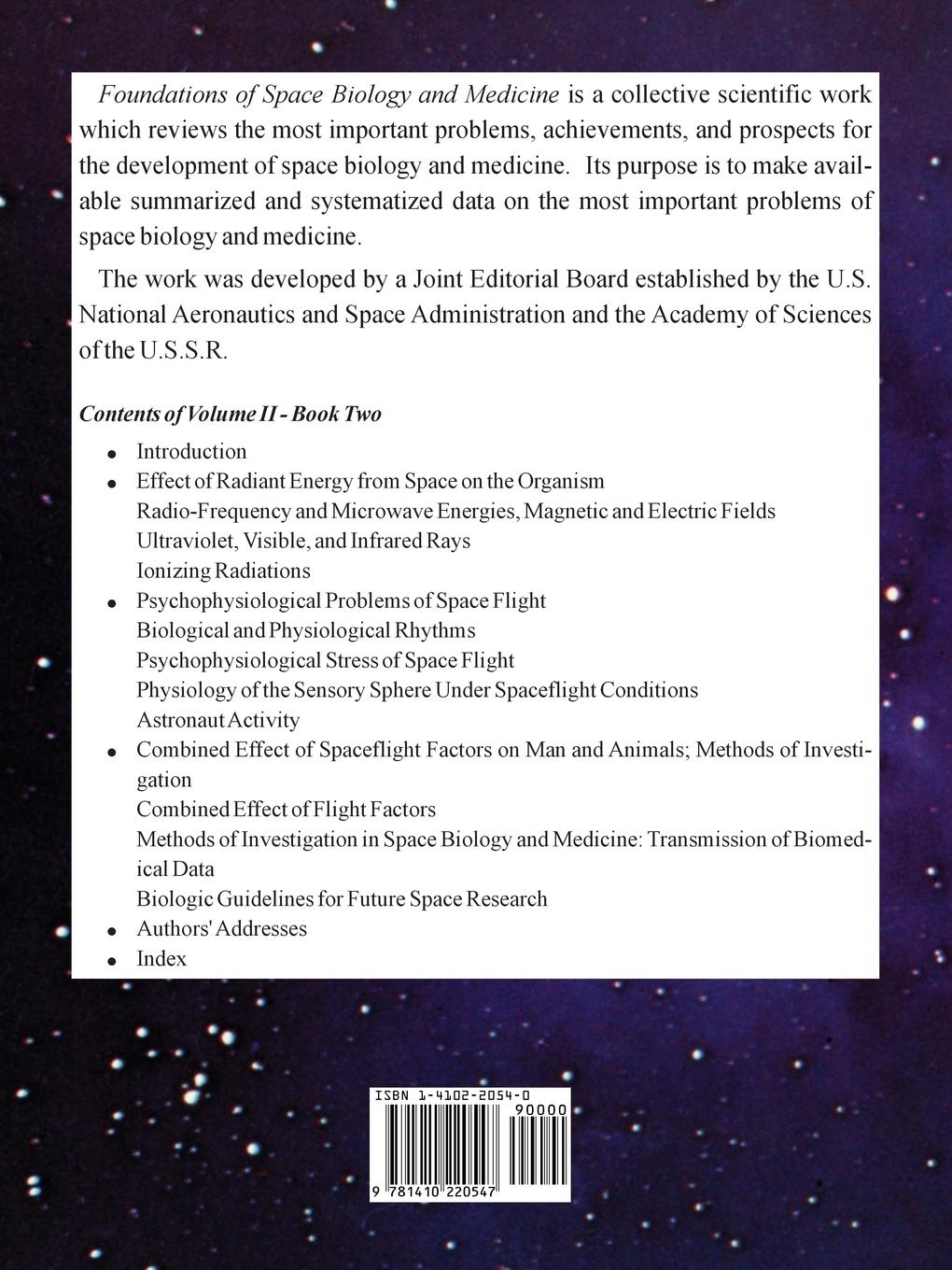 Rückseitencover Foundations of Space Biology and Medicine