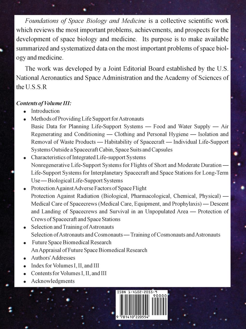 Rückseitencover Foundations of Space Biology and Medicine