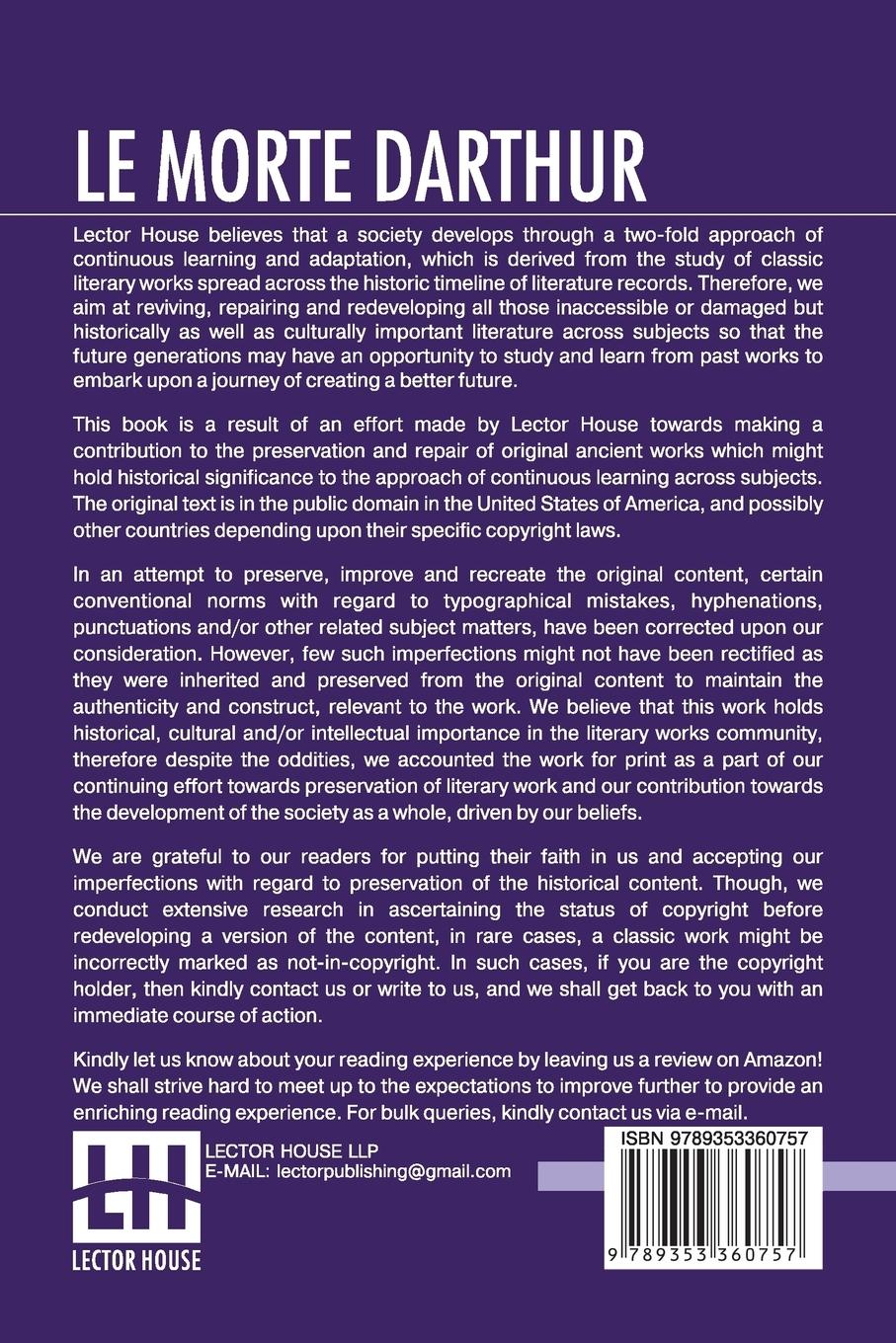 Rückseitencover Le Morte Darthur (Complete)
