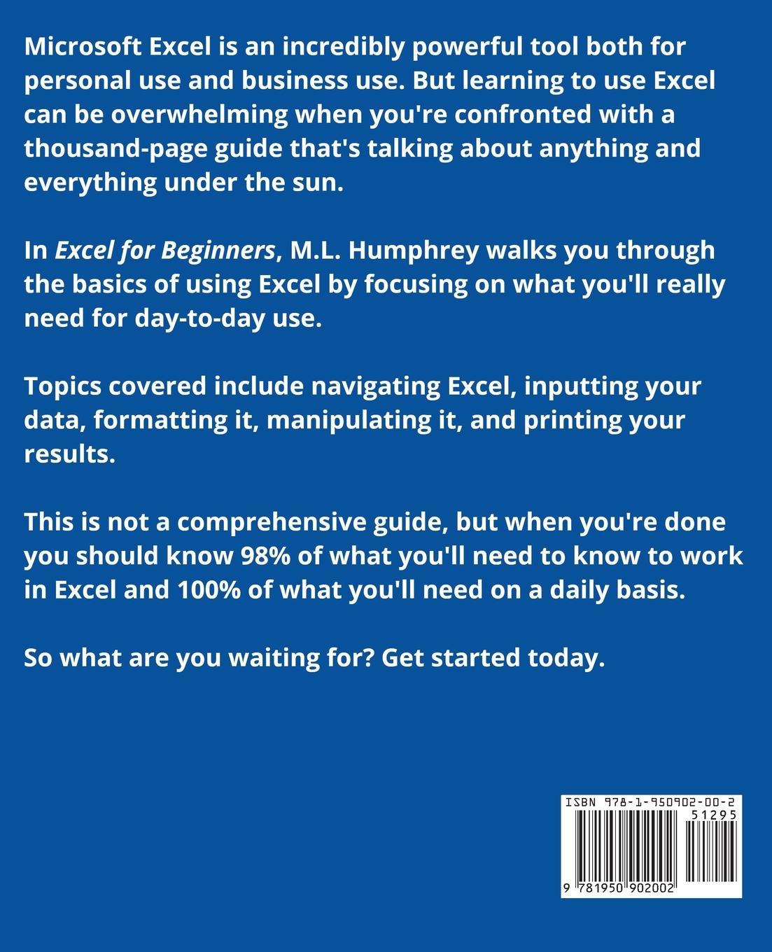 Rückseitencover Excel for Beginners