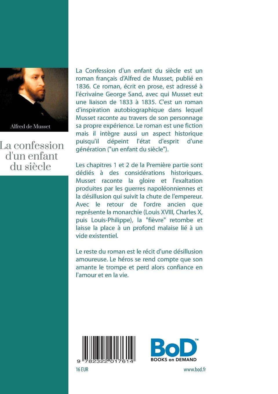 Rückseitencover La Confession d'un enfant du siècle