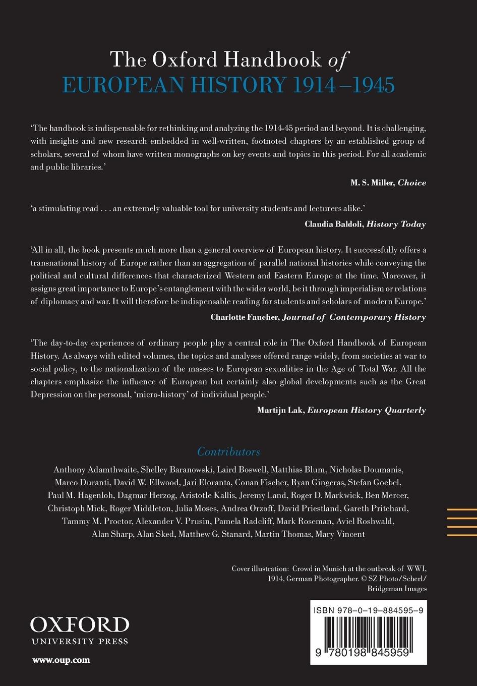 Rückseitencover The Oxford Handbook of European History, 1914-1945